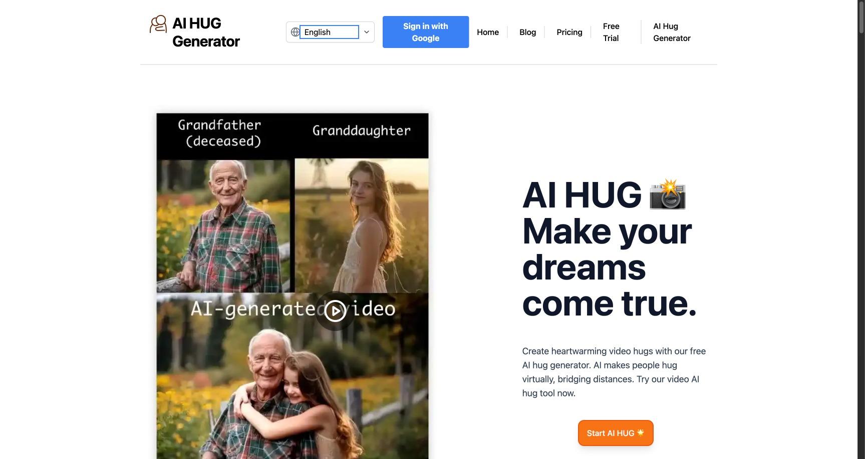 AI HUG Video Generator preview